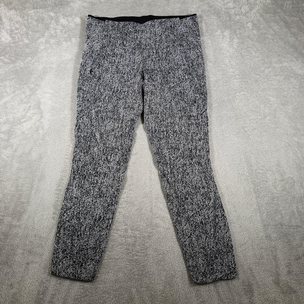 Lululemon Run On Tight Leggings Womens 10 Black White Denim Twill Power Luxtreme